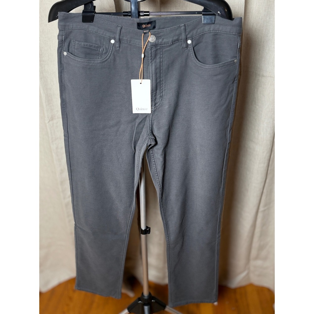Quince French Terry 5 Pocket Pants Men's 34x30 Dark Coal Slim Stretch NWT